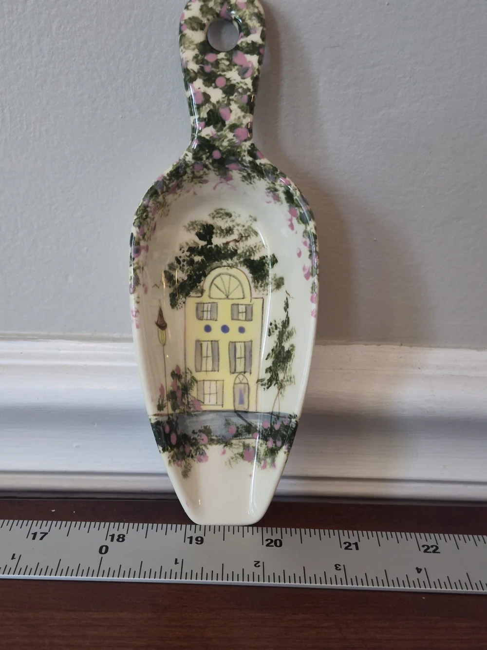 Rainbow Row Yellow Floral Ice Or Sugar Spoon  Designed By Marie Gleaton 11/92